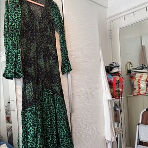 Topshop Green and Black Long Sleeve Dress Sz 4